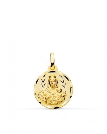 Escapulario oro 9k Virgen del Carmen Corazón de Jesús 16mm