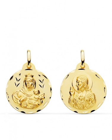 Escapulario oro 9k Virgen del Carmen tallado 20mm