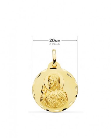 Escapulario oro 9k Virgen del Carmen tallado 20mm