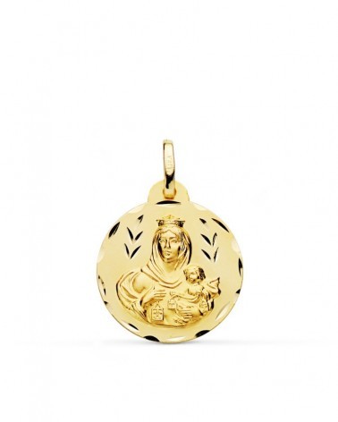 Escapulario oro 9k Virgen del Carmen tallado 20mm