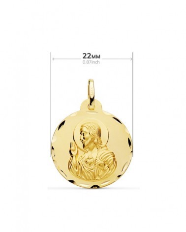 Escapulario oro 9k Virgen del Carmen tallado 22mm