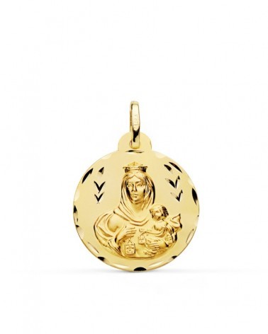 Escapulario oro 9k Virgen del Carmen tallado 22mm