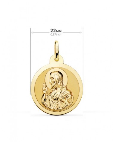 Escapulario oro 9k Virgen del Carmen y Sagrado Corazón 22mm