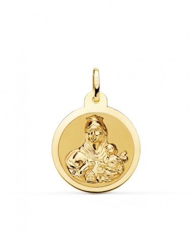 Escapulario oro 9k Virgen del Carmen y Sagrado Corazón 22mm