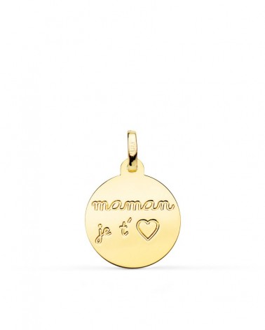 Colgante oro 9k disco maman 16mm
