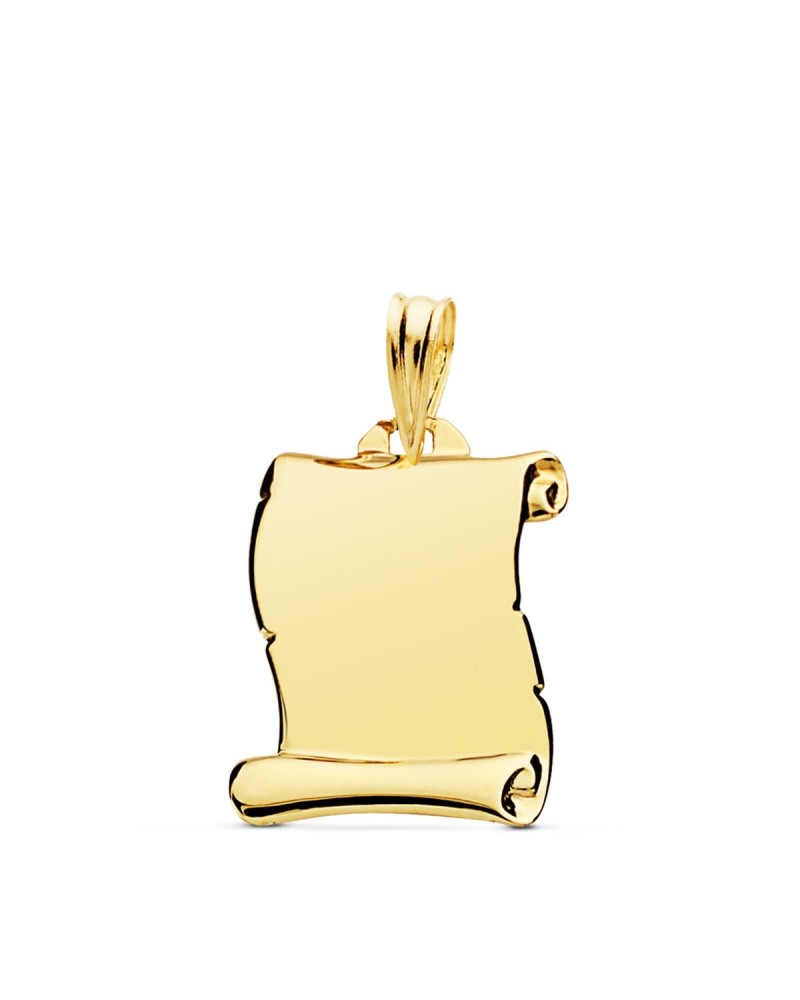 Colgante oro 9k pergamino liso 18x14mm