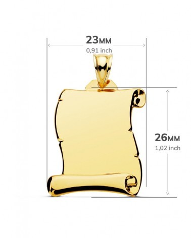 Chapa pergamino oro 9k amarillo liso 28x17mm