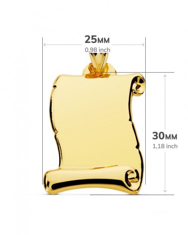 Chapa pergamino oro 9k amarillo liso 30x25 mm