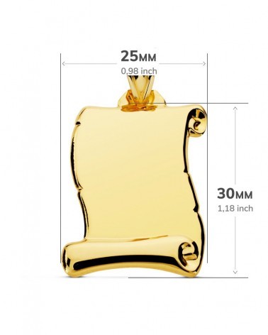 Chapa pergamino oro 9k amarillo liso 30x25 mm