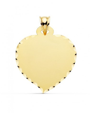 Chapa pergamino oro 9k corazón tallado 32x28mm