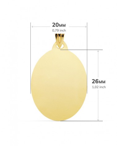 Pergamino oro 9k oval personalizable 26x20mm
