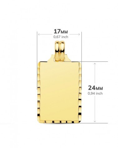 Chapa oro 9k amarillo lisa rectangular 24x14mm