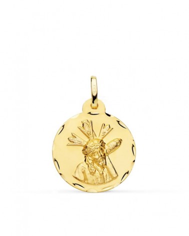 Medalla oro 9k Cristo del Gran Poder tallada 20 mm