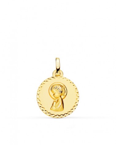 Medalla oro 9k Virgen niña tallada 16mm
