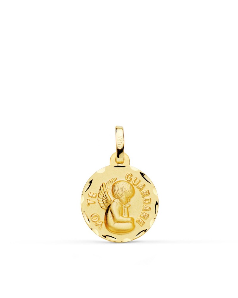 Medalla oro 9k amarillo ángel yo te guardaré 14mm