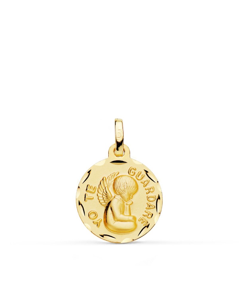 Medalla oro 9k amarillo ángel yo te guardaré 16mm