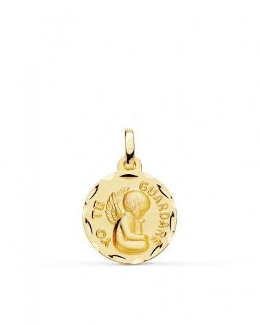 Medalla oro 9k amarillo ángel yo te guardaré 16mm