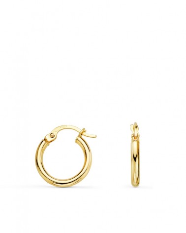 Aros oro amarillo 18k tubo redondo 14mm