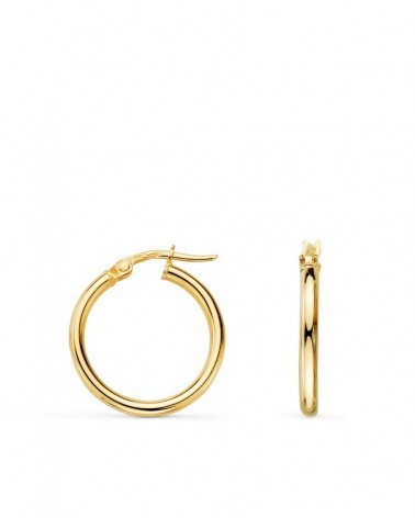 Aros oro 18k amarillo 19mm tubo redondo