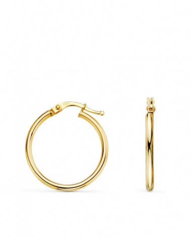 Aros oro 18k amarillo lisos 24mm cierre tuerca