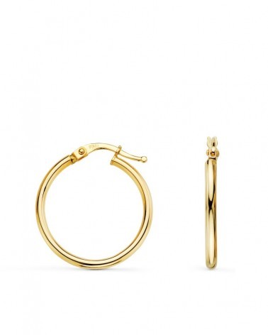 Aros oro 18k amarillo lisos 24mm cierre tuerca