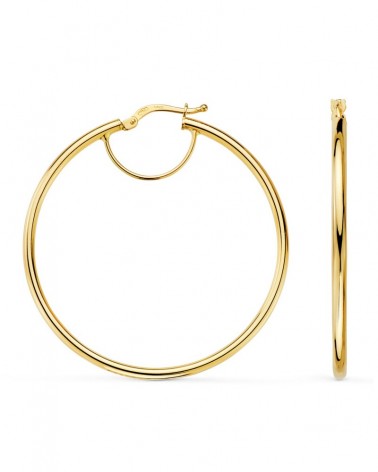 Aros oro amarillo 18k redondos 43mm cierre click
