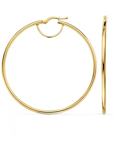 Aros oro 18k amarillo lisos tubo redondo 54mm
