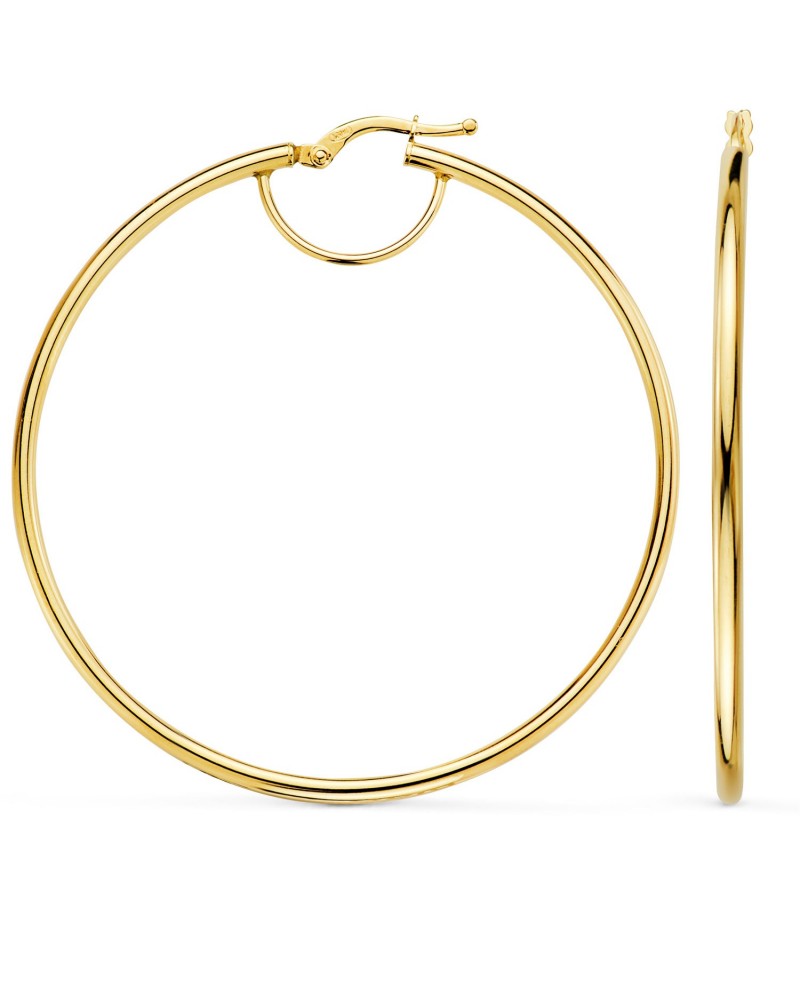 Aros oro 18k amarillo lisos tubo redondo 54mm