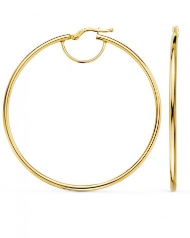 Aros oro 18k amarillo lisos tubo redondo 54mm