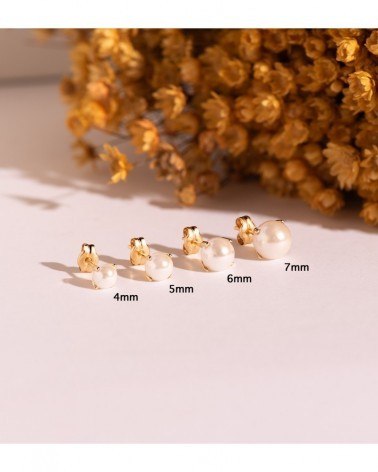 Pendientes oro 18k perlas 7mm cierre presión