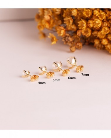 Pendientes oro 18k perlas 7mm cierre presión