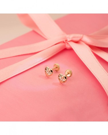 Pendientes oro 18k corazón circonita cierre dormilón