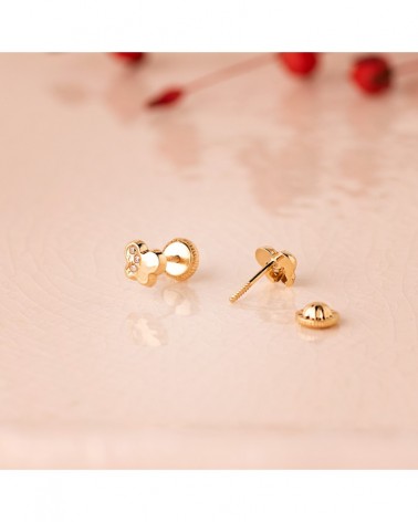 Pendientes oro 18k mariposa circonita cierre tuerca