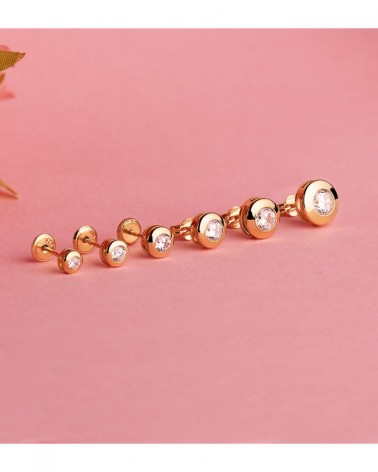 Pendientes oro 18k circonita 5mm cierre tuerca