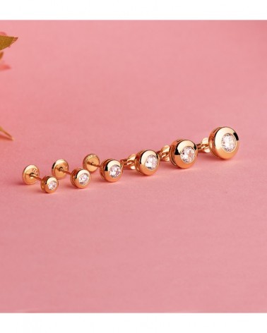 Pendientes oro 18k circonita 5mm cierre tuerca