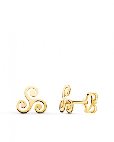 Pendientes oro 18k trisquel brillo 7mm