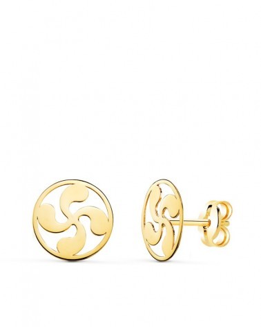 Pendientes oro 18k lauburu redondos 8mm
