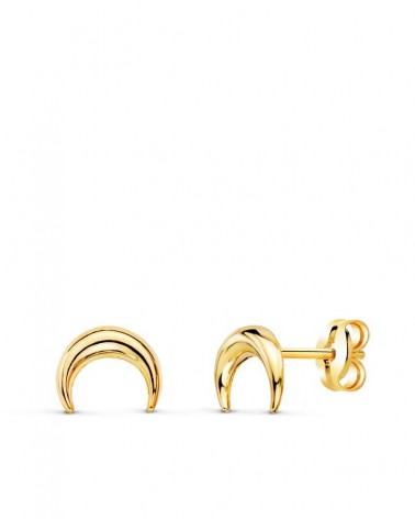 Pendientes oro 18k media luna piedra azul 7,5x6mm