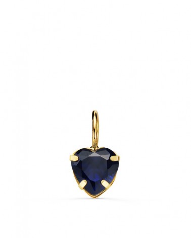 Colgante oro 18k corazón piedra azul 6x6mm