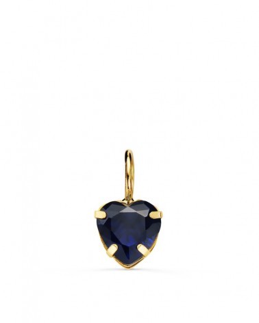 Colgante oro 18k corazón piedra azul 6x6mm