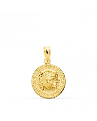 Medalla oro 18k Medusa greca matizada 15mm