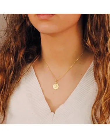 Medalla oro 18k Medusa greca matizada 15mm