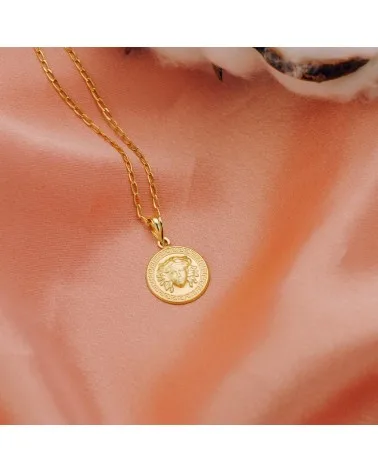 Medalla oro 18k Medusa greca matizada 15mm