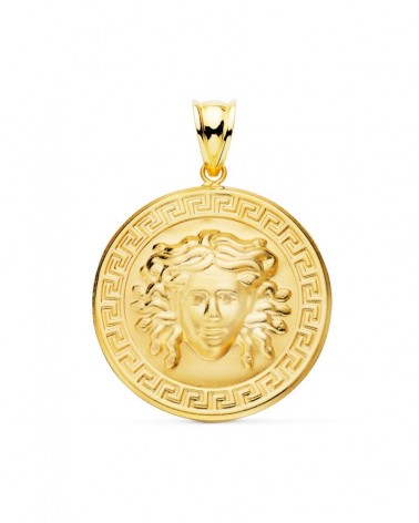 Medalla oro 18k Medusa greca amarillo 25mm