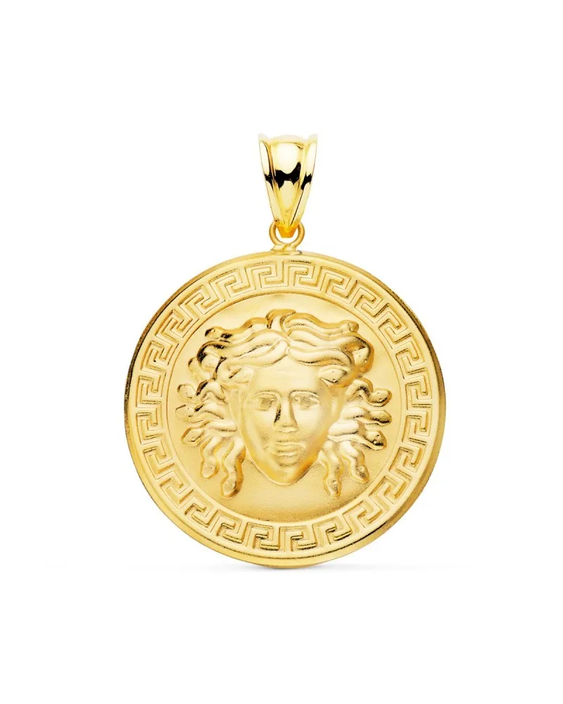 Medalla oro 18k Medusa greca amarillo 25mm