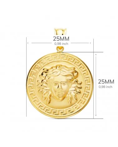 Medalla oro 18k Medusa greca amarillo 25mm