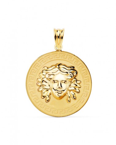 Medalla oro 18k Medusa greca amarillo 25mm