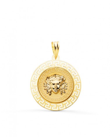 Medalla oro 18k Medusa con greca calada 20 mm