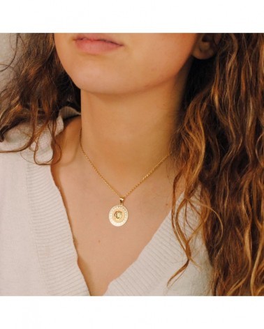 Medalla oro 18k Medusa con greca calada 20 mm