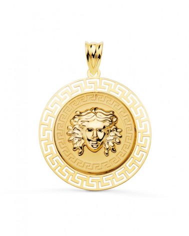 Medalla oro 18k Medusa greca calada 27mm